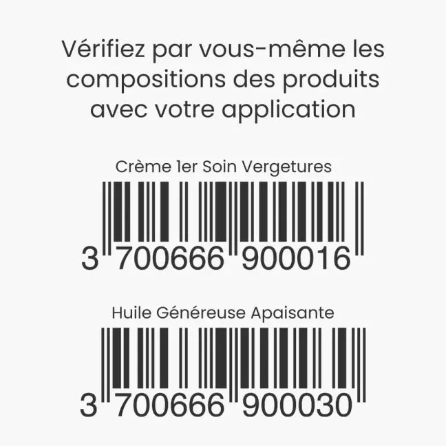 Codes-barres des produits du Coffret anti-vergetures grossesse