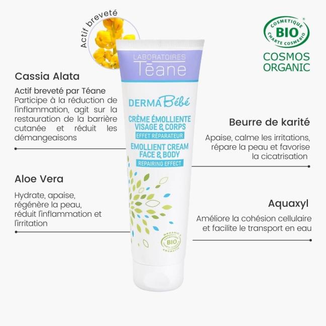 Actifs naturels et bio de la Crème émolliente eczéma atopique