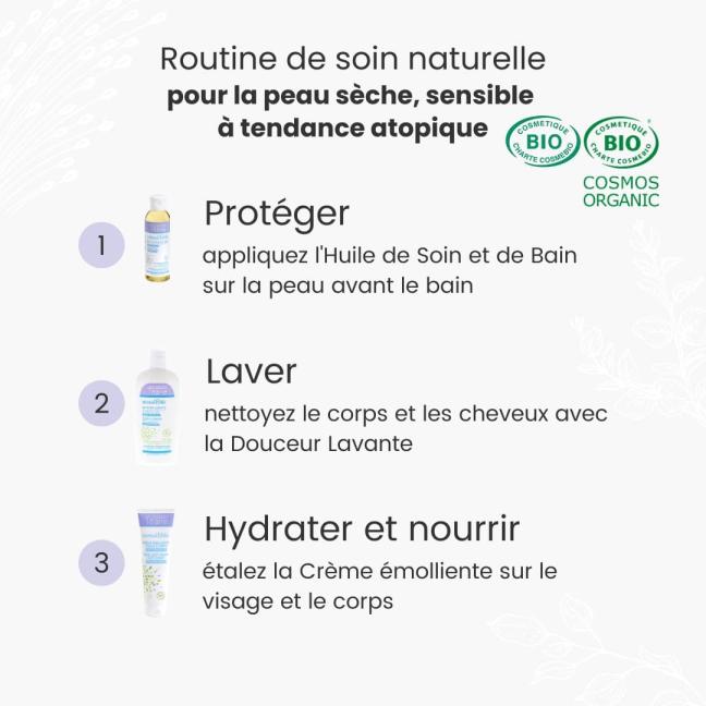 Routine de soin bébé avec la crème émolliente